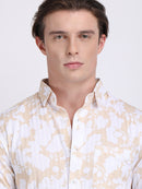 Light Cream Popcorn Print Premium Full Sleeves Shirt