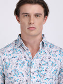 Sky Blue Popcorn Print Premium Full Sleeves Shirt