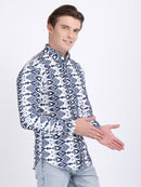 Navy Blue Popcorn Print Premium Full Sleeves Shirt