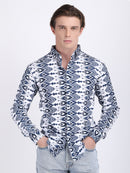 Navy Blue Popcorn Print Premium Full Sleeves Shirt