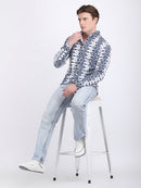 Navy Blue Popcorn Print Premium Full Sleeves Shirt