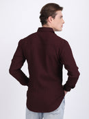 Dark Maroon Popcorn Texture Full Sleeves Shirt