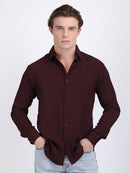 Dark Maroon Popcorn Texture Full Sleeves Shirt