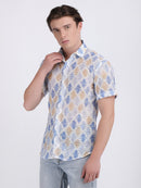 Coral Blue Dual Fusion Crochet Shirt