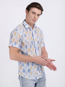 Coral Blue Dual Fusion Crochet Shirt
