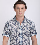 Dark Blue Dual Fusion Crochet Shirt