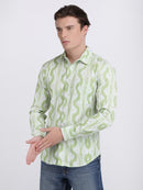 Light Green Popcorn Print Premium Full Sleeves Shirt