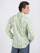 Light Green Popcorn Print Premium Full Sleeves Shirt