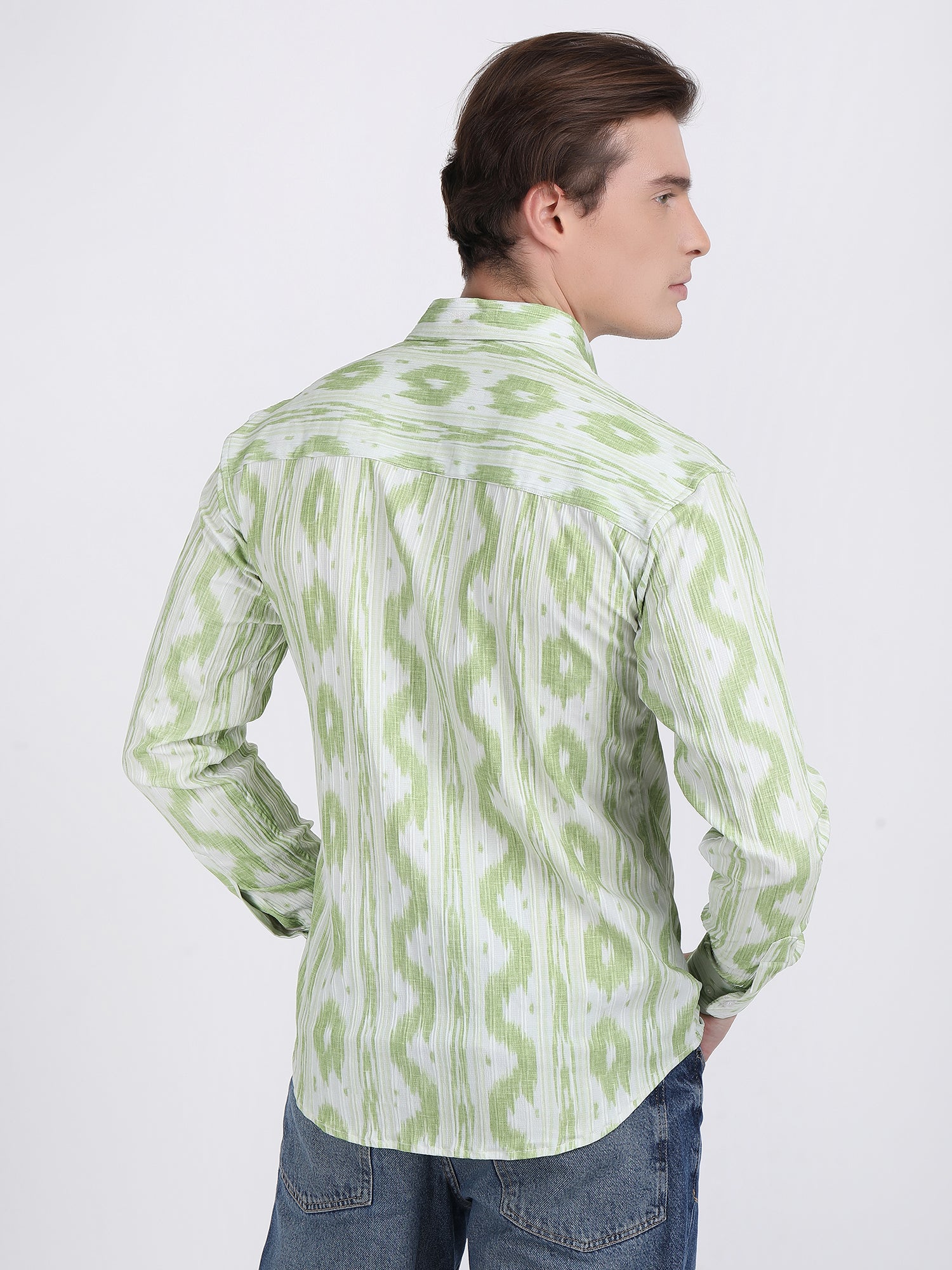 Light Green Popcorn Print Premium Full Sleeves Shirt