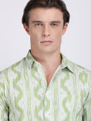 Light Green Popcorn Print Premium Full Sleeves Shirt