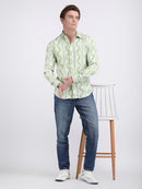 Light Green Popcorn Print Premium Full Sleeves Shirt