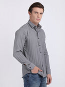 Grey Popcorn Texture Full Sleeves Shirt