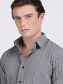Grey Popcorn Texture Full Sleeves Shirt