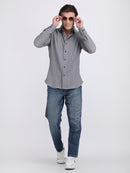 Grey Popcorn Texture Full Sleeves Shirt