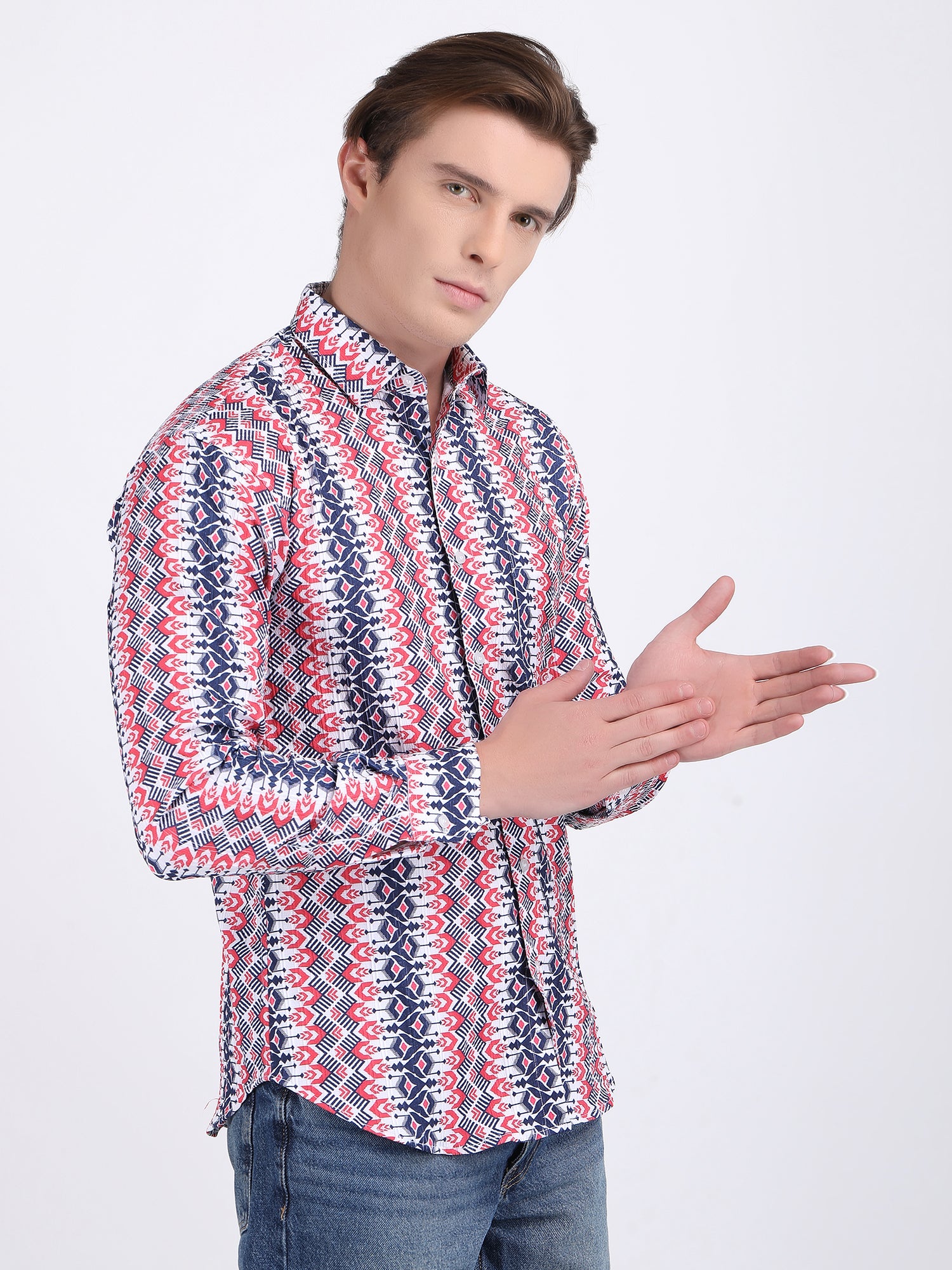 Blue Popcorn Print Premium Full Sleeves Shirt