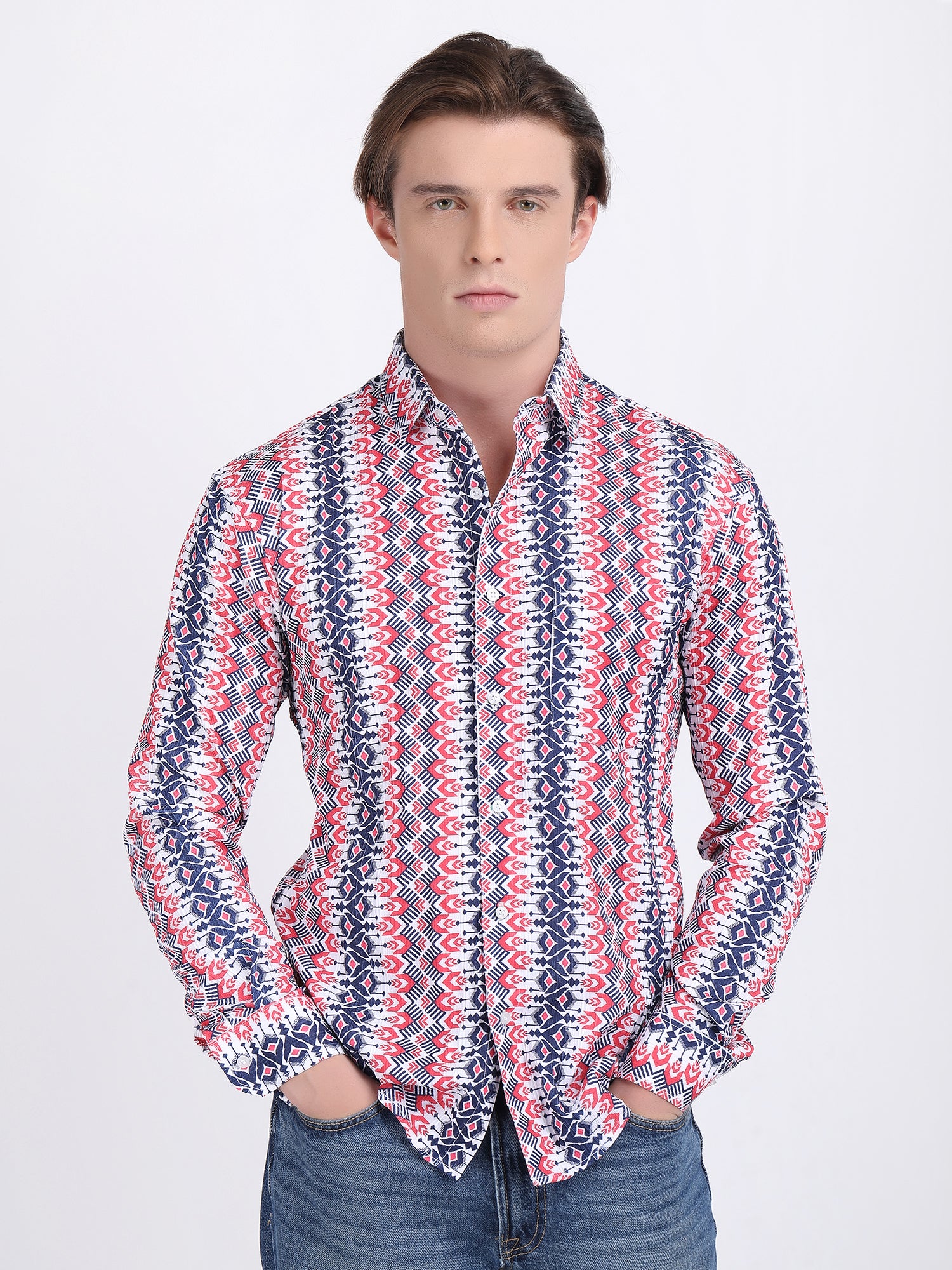 Blue Popcorn Print Premium Full Sleeves Shirt