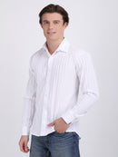 White Popcorn Texture Full Sleeves Shirt