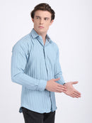 Sky Blue Popcorn Texture Full Sleeves Shirt