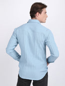 Sky Blue Popcorn Texture Full Sleeves Shirt