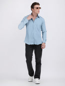 Sky Blue Popcorn Texture Full Sleeves Shirt
