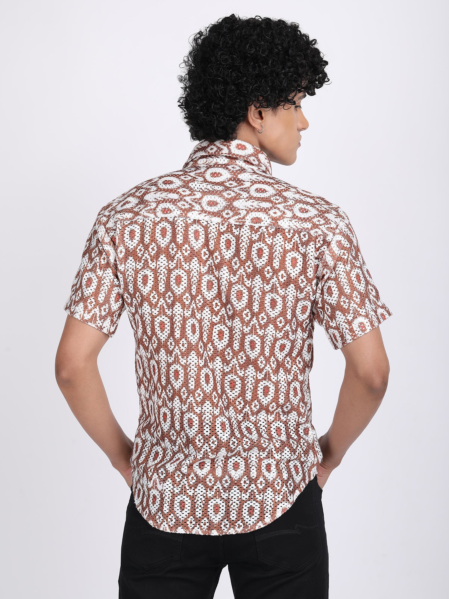 Brown Dual Fusion Crochet Shirt