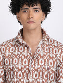 Brown Dual Fusion Crochet Shirt