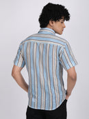 Sky Blue Dual Fusion Crochet Shirt