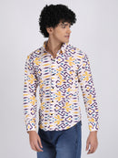 White Popcorn Print Premium Full Sleeves Shirt