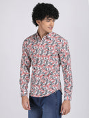 Cream Popcorn Print Premium Full Sleeves Shirt