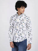 White Lilac Popcorn Print Premium Full Sleeves Shirt