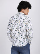 White Lilac Popcorn Print Premium Full Sleeves Shirt