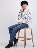 White Lilac Popcorn Print Premium Full Sleeves Shirt