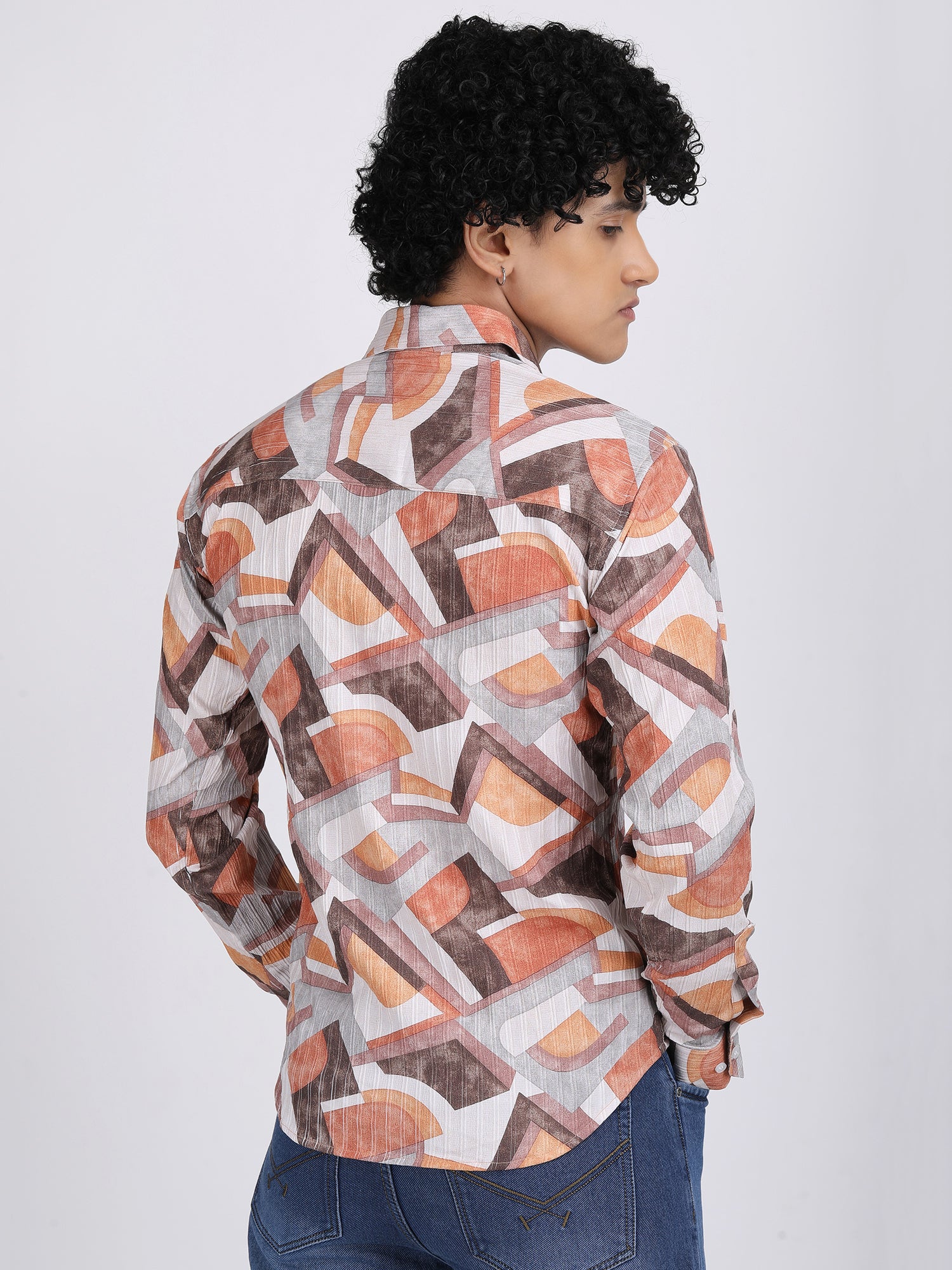 Grey Popcorn Print Premium Full Sleeves Shirt