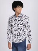 Dark White Popcorn Print Premium Full Sleeves Shirt