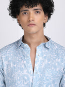 Sky Blue Popcorn Print Premium Full Sleeves Shirt