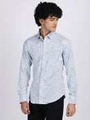 Cadet Blue Popcorn Print Premium Full Sleeves Shirt