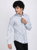 Cadet Blue Popcorn Print Premium Full Sleeves Shirt
