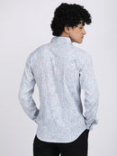 Cadet Blue Popcorn Print Premium Full Sleeves Shirt