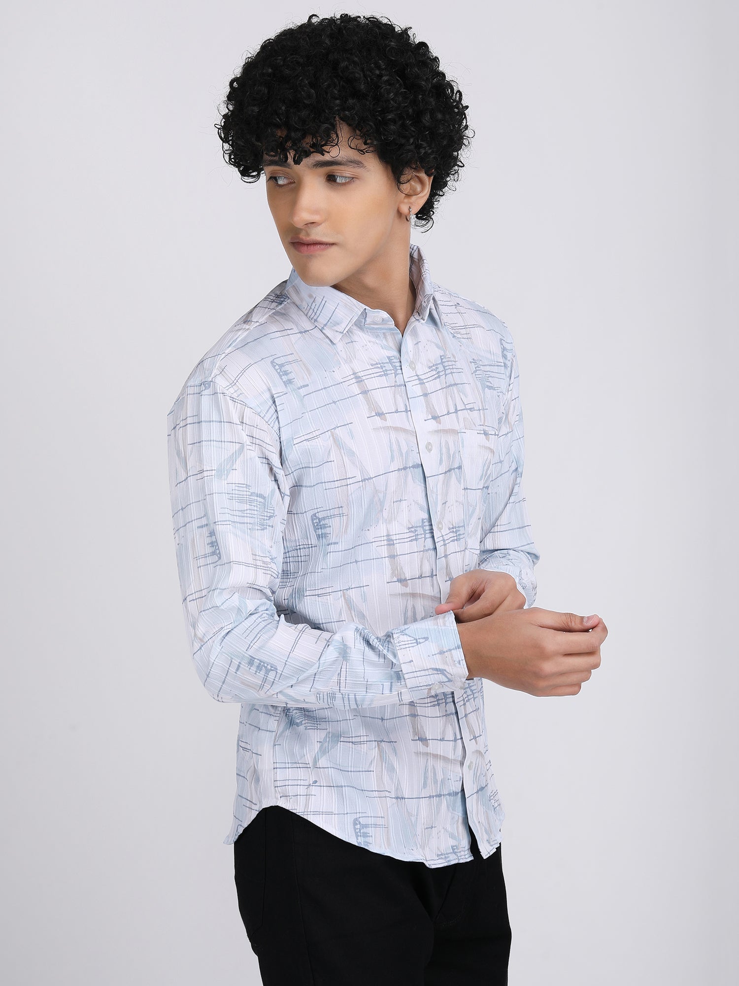 Light White Popcorn Print Premium Full Sleeves Shirt
