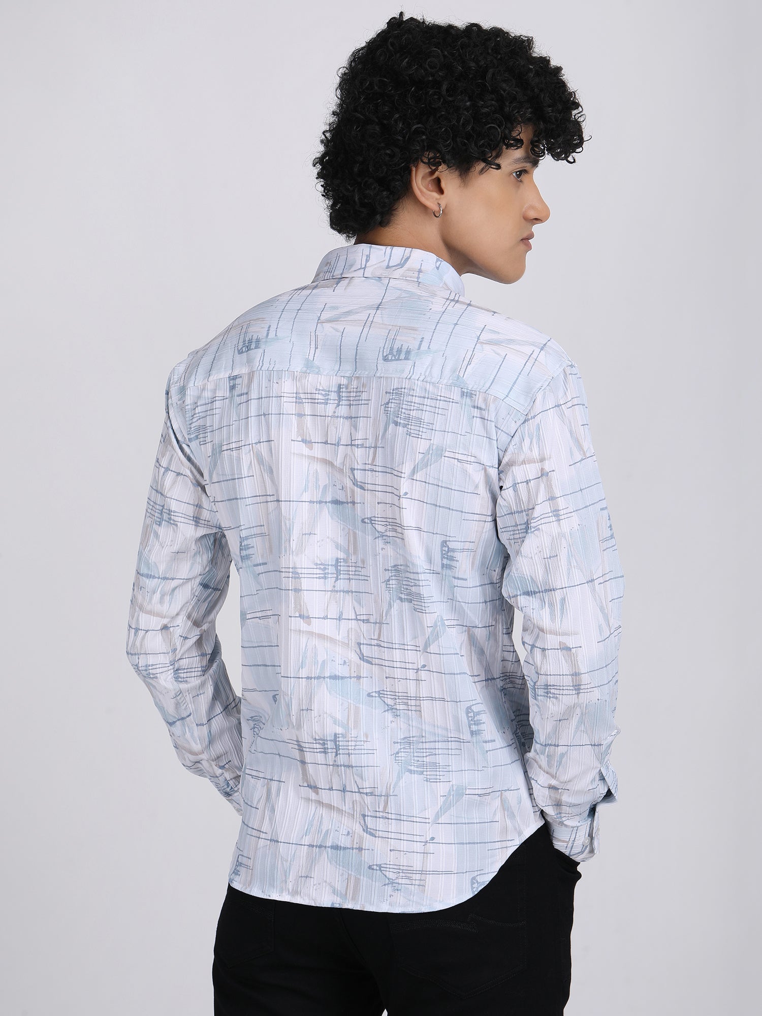 Light White Popcorn Print Premium Full Sleeves Shirt
