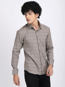 Dark Cream Popcorn Texture Full Sleeves Shirt