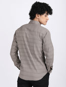 Dark Cream Popcorn Texture Full Sleeves Shirt