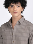 Dark Cream Popcorn Texture Full Sleeves Shirt