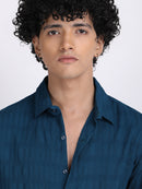 Nile Blue Popcorn Texture Full sleeves Shirt