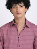 Dark Pink Popcorn Texture Full Sleeves Shirt