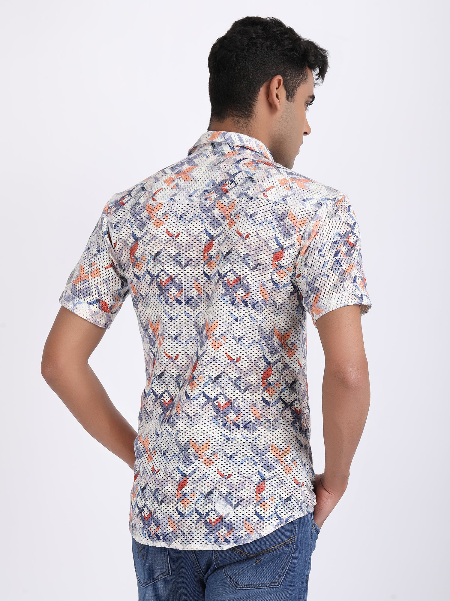 Catskill White Dual Fusion Crochet Shirt