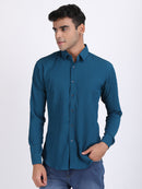 Dark Blue Popcorn Texture Full Sleeves Shirt