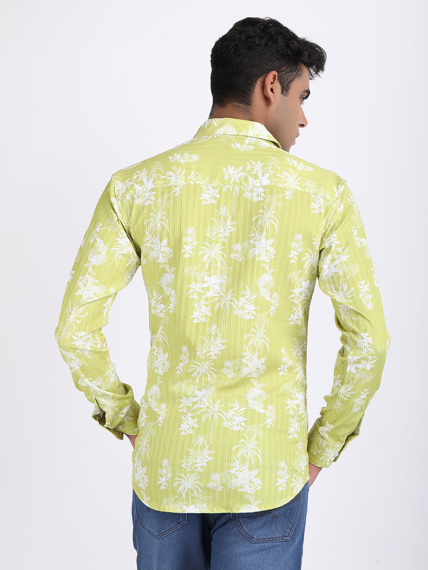 Lemon Green Popcorn Print Premium Full Sleeves Shirt