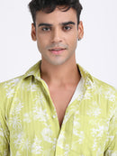 Lemon Green Popcorn Print Premium Full Sleeves Shirt