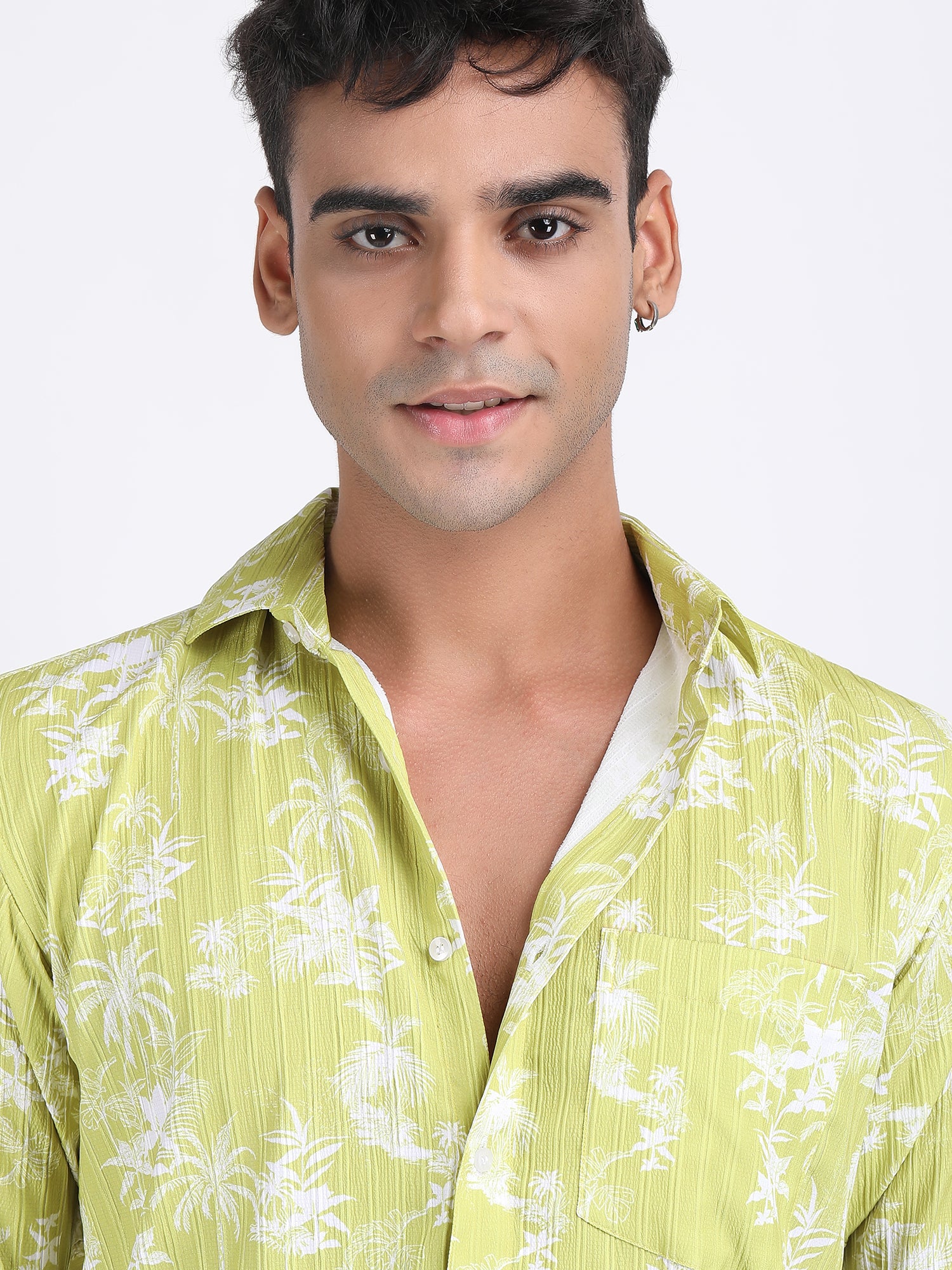 Lemon Green Popcorn Print Premium Full Sleeves Shirt